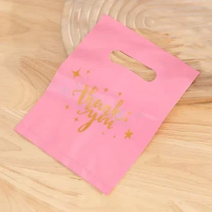 Clothing Gift Used Die Cut PE Custom Plastic Bag Side Gusset Stand Style Bakery Packaging Personalized Logo Packaging Bags
