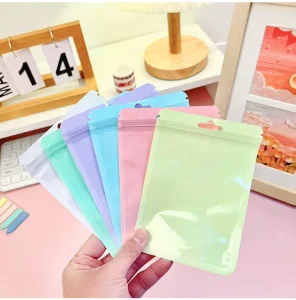 Colorful Macaron Zipper Bags Stationery Accessories Storage Bags Sealed Pouches Makeup Bags Keychains Hairpin Mylar Bags