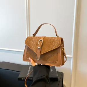 Commuting Niche Design Summer Crossbody Bag Women’s High end Handbag Simple Single shoulder PU Medium Square Textured