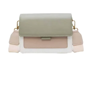 Contrast Color Leather Crossbody Bags for Women Travel Handbag Simple Shoulder Messenger Bag Ladies Cross Body Bag