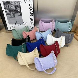 Corduroy Bag for Women Shopper Bag Designer Handbag Autumn and Winter Girls Student Bookbag Female Canvas Shoulder Bag