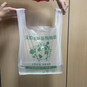 Cornstarch Bioplastic T-Shirt Bags Gravure Printed Biodegradable Compostable Vest Handle Customizable Pad Printed LDPE
