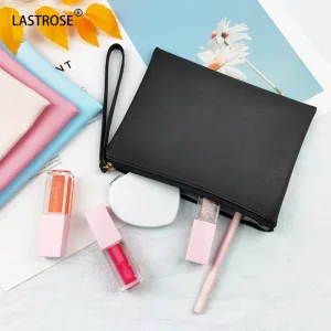 Cosmetic Bag Private Label Small Black White Pink Plain Blank Simple PU Leather Cosmetic Bags