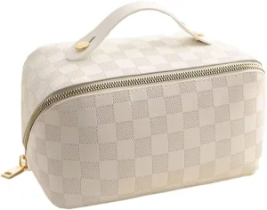 Cosmetic Bags for Women Waterproof Portable Pouch PU Leather Toiletry Bag