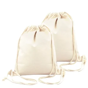 Cotton Drawstring Backpack Bags Custom Eco Colorful Drawstring Storage Bags Pull String Double Shoulder Canvas Bags