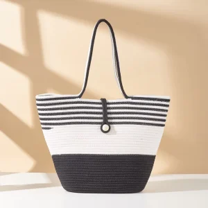 Cotton Rope Versatile Bag Large Capacity Tote Beach Bag Crochet Shoulder Bags Daily Bag Handmade Woven Bag