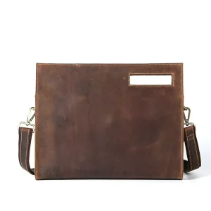 Cowhide Leather Crossbody Shoulder Bag Envelope Men’s Clutch Bag Wristbands Man Purse Genuine Leather Messenger Bag for Men