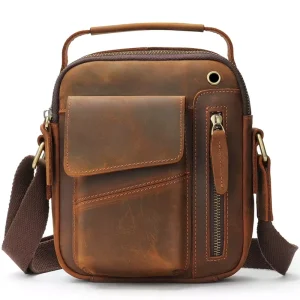 Crazy Horse Genuine Leather Top Handle Handbag Purse Crossbody Shoulder Bag Men’s Laptop Messenger Bag