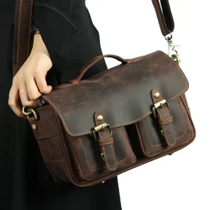 Crazy Horse Leather Crossbody Shoulder Bag for Men Man Boy Sling Messenger Bags Casual Retro Multifunctional Work Handbag