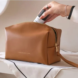 Cream PU Cosmetic Bags Makeup Bag Waterproof Portable Travel Toiletry Bag Storage Pouch Bag for Outdoor Travel