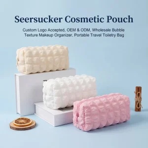 Cream Puff Cosmetic Bag Large Capacity Simple Design Dirt-resistant Durable Makeup Bag Accept LOGO