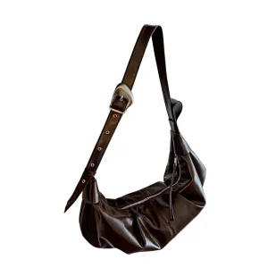 Croissant Crossbody Bag Large Capacity Zipper Closure PU Women’s Horn Dumpling Design