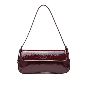 Cross Border Spanish Women’s Wine Red Small Bag Flap Shoulder Commuter Fashion All Match Simple Underarm Handbag PU