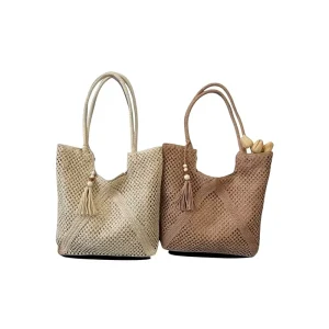 Cross-Border Spring/Summer Beach Large-Capacity Handheld Tote Shoulder Crossbody Bag Straw-Woven Seaside Polyester