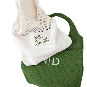 Cross border Embroidered Minimalist Vintage style Hollow out Knitted Tote Bag Shoulder Bag Womens Vest Bag Tote