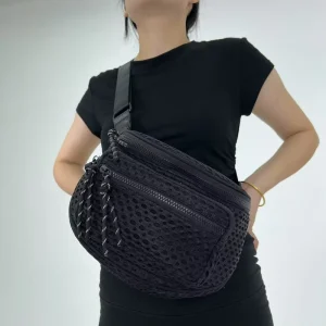 Cross-border Exclusive Fashion Simple Mesh Single-shoulder Bag Nylon Medium Chains Zipper Multi-section Crossbody Handbag
