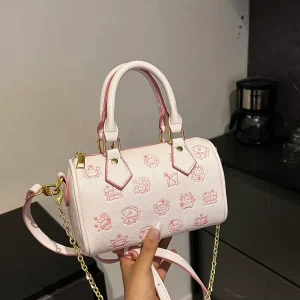 Cross border Japan Printed PU Crossbody Bag Women’s New Texturized Fashion Pillow Bag Casual Shoulder Bag Chains