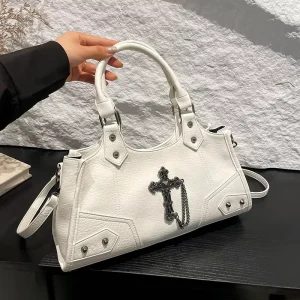 Cross border Niche Motorcycle Bag New Style Sexy Girl PU Chains Large Size Three Women’s Crossbody Underarm Bag