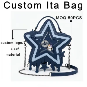 Custom Adorable Star Shaped Ita Bag PU Transparent Panel Pin Display Shoulder Bag Handbag for Cosplay Everyday Carry