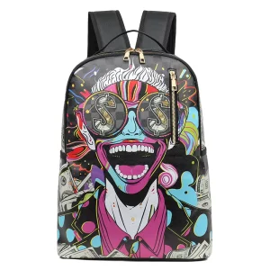 Custom All-Over Printing Logo Unisex PVC 20-36L Zipper Computer Backpack Graffiti Student Laptop Bag