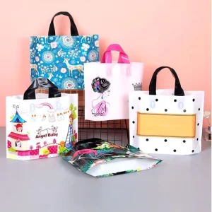Custom Biodegradable Foldable Recycle T shirt Transparent Cartoon Grocery Plastic pp Shopping Pe Storage Bag With Handle