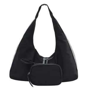 Custom Black Large Capacity Waterproof Reusable Casual Beach Shoulder Bag with Polyester Lining