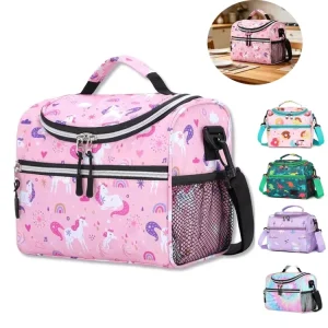 Custom Boys Girls Food Tote Insulated Two Compartment Mini Cooler Bags unicorn Lunch Box for School