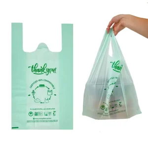 Custom Brand Logo Printed Eco Friendly PLA Biodegradable Kraft Paper T Shirt Bags Shopping Bag