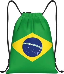 Custom Brazil Flag Drawstring Bag Backpack Sack for Gym Sports Yoga Dance Hiking Travel