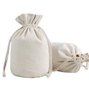 Custom Canvas Foldable Drawstring Pouch Letter Pattern Logo Print Small Tote Gift Bag 12oz Cotton Eco Reusable Bulk Shopping Bag