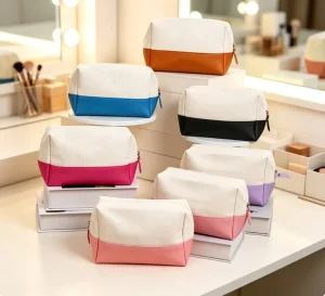 Custom Canvas Makeup Bag Large Capacity Zipper Stationery Makeup Case Cosmetic Bag For Travel And Business