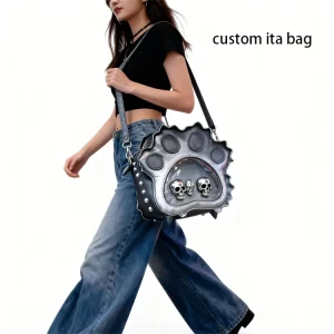 Custom Cat Paws Gradual Color Change Ita Bag Manufacturer Transparent Handbag Anime Characters Print Design