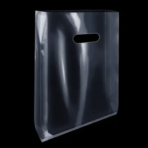 Custom Clear Transparent Merchandise Plastic Bags logo with Die Cut Handles Bulk Retail Bags for Small Business Shopping Bag