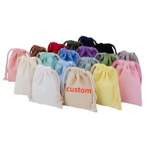 Custom Color Eco Friendly Reusable Canvas Drawstring Pouch Dust Bag Packaging Party Favor Fashionable Storage Solution Portable