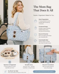 Custom Corduroy Diaper Bag with 15.6 Laptop Sleeve Multi-functional Travel Tote Messenger Flower Plaid Baby Nappy Bags