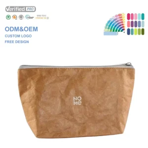 Custom Cotton Lining Can Be Folded Custom Logo Printing Waterproof Tyvek Zipper Pouch Cosmetic Bag