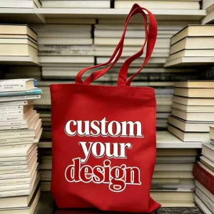 Custom Cotton Mesh Shopping Bag with Screen Printed Design and Drawstring Closure