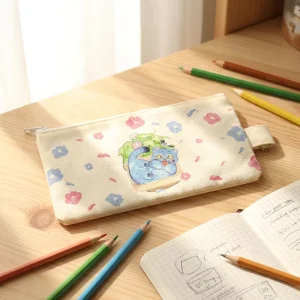 Custom Cotton Small Canvas Zipper Makeup Bag Custom Logo Printed Luxury Travel Cosmetic Pencil Case Coin Pouch