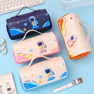 Custom Cute Cartoon Large capacity Pencil case Stationery Bag Happy Planet Creative Double layer Pencil Bag