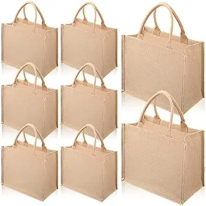 Custom DIY Craft Blank Reusable Grocery Bridal Gift Travel Shopping Waterproof Handheld Jute Beach Zipper Bag