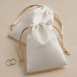 Custom Double Drawstring Satin Jewelry Pouch Dust Bag with Logo Printed
