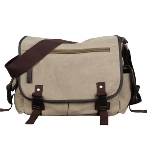 Custom Eco Friendly Heavy Duty Strong Brown Cotton Canvas Vintage Cross Body Shoulder Bag Messenger Laptop Bags