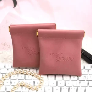 Custom Emboss Logo Lipstick Cosmetic Makeup Storage PU Leather Bag Luxury Passport Card Snap Closure Waterproof Foldable