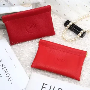 Custom Emboss PU Leather Pouch Cosmetic Packing Bag With Closed Magnet Leather Pouch Bag