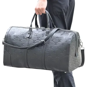 Custom Embossed Logo Durable Large Capacity Storage PU Leather Travel Duffel Bag