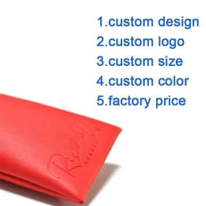 Custom Embossed Logo Red PU Leather Drawstring Cosmetic Brush Packing Bag