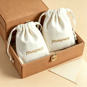Custom Embroidered Canvas Drawstring Gifts Eco friendly Cotton Drawstring Dust Bags Small Canvas Linen Cotton Pouches