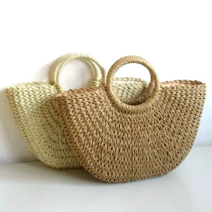 Custom Fashion Ladies Crochet Beach Bag Woman Summer Beach Tote Raffia Straw Bag