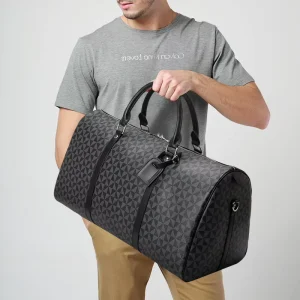 Custom Fashion Waterproof PU Leather Travel Bag for Men Large Capacity Weekender Duffel Bag Vintage Gym Fitness Handbag Luggage