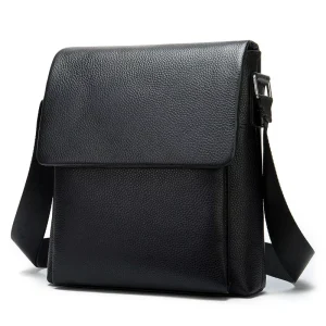 Custom Full Grain Leather Messenger Bags for Men Cowhide Business Men’s Shoulder Bags Phone Pouch Genuine Leather Crossbody Bags